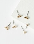 Whistle Accessories Crystal Mini Circles Stud Earrings, 3-Piece Set, Imitation Gold product photo View 02 S