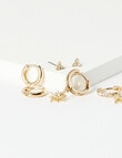 Whistle Starburst Huggie Earrings, 3-Piece Set, Imitation Gold product photo View 03 S