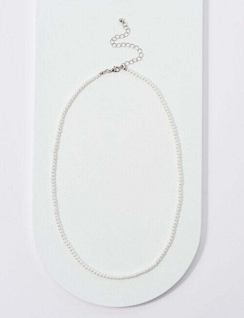 Whistle Faux Micro Pearl Necklace, Imitation Silver product photo