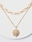 Whistle Accessories Sunburst Layered Necklace, Imitation Gold product photo View 02 S