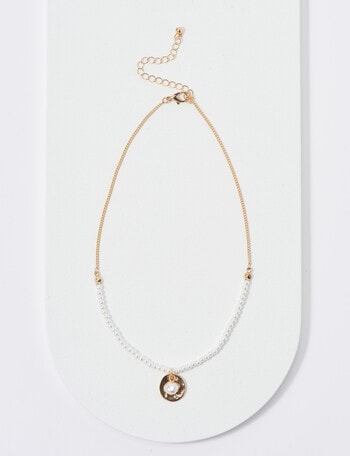 Whistle Delicate Pearl with Coin Necklace, Imitation Gold product photo