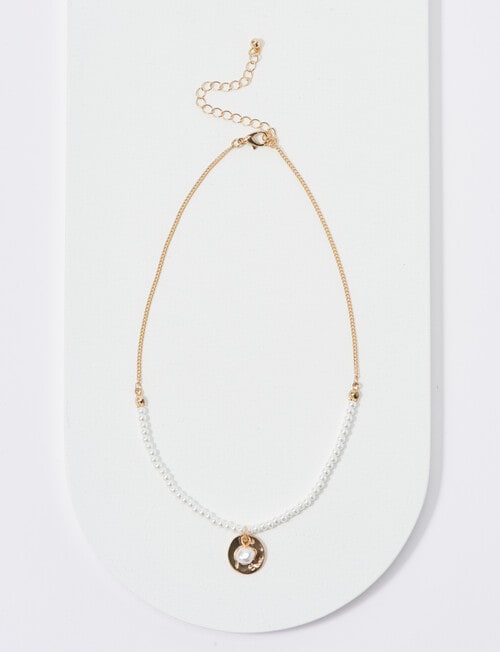 Whistle Accessories Delicate Pearl with Coin Necklace, Imitation Gold product photo