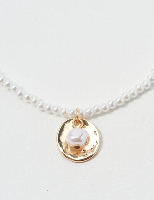 Whistle Accessories Delicate Pearl with Coin Necklace, Imitation Gold product photo View 02 L
