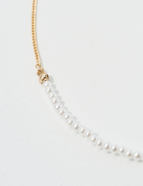 Whistle Accessories Delicate Pearl with Coin Necklace, Imitation Gold product photo View 03 L