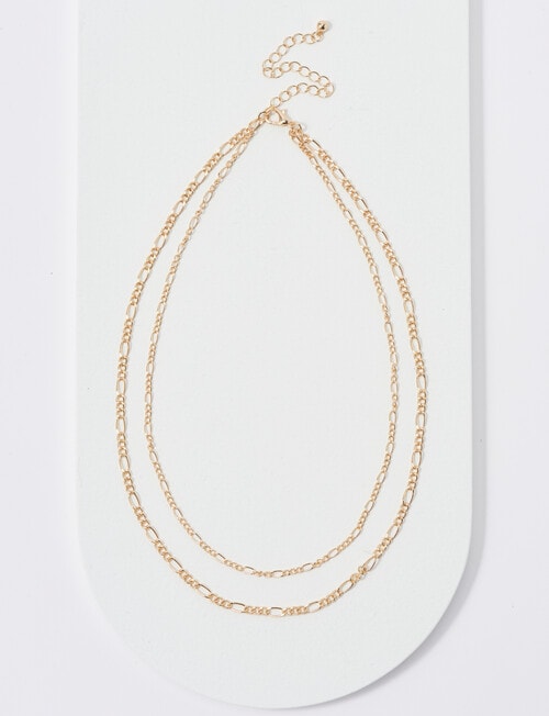 Whistle Accessories Figaro Double Chain Necklace, Imitation Gold product photo