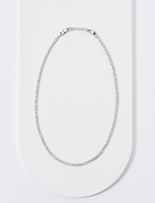 Whistle Accessories Crystal Tennis Necklace, Imitation Silver product photo