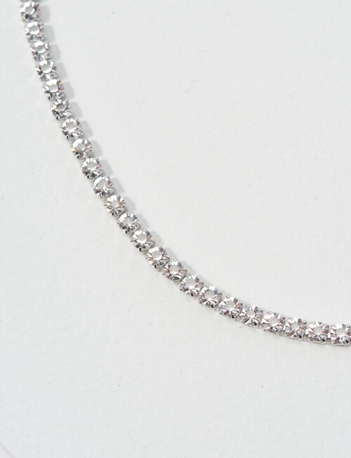 Whistle Accessories Crystal Tennis Necklace, Imitation Silver product photo View 02 L