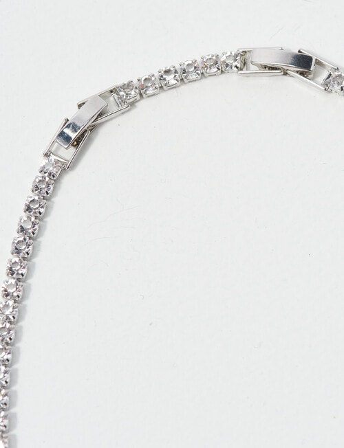 Whistle Accessories Crystal Tennis Necklace, Imitation Silver product photo View 03 L