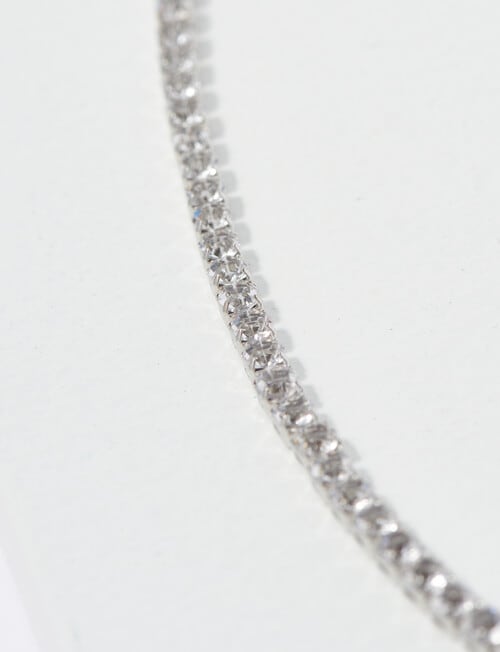 Whistle Accessories Crystal Tennis Necklace, Imitation Silver product photo View 04 L
