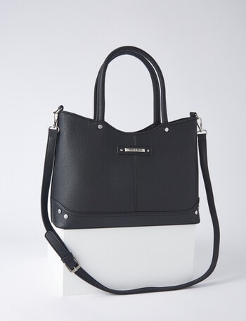 Pronta Moda Structured Shopper Bag With Crossbody Bag, Black product photo