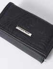 Pronta Moda Floral Embossed Medium Flap Wallet, Black product photo View 05 S