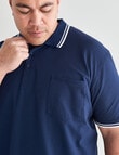 Chisel King Size Tipped Polo, Navy product photo View 04 S