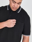 Chisel King Size Tipped Polo, Black product photo View 04 S