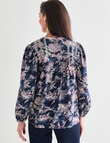 Ella J Floral Embroidery Detail Top, Navy product photo View 02 S