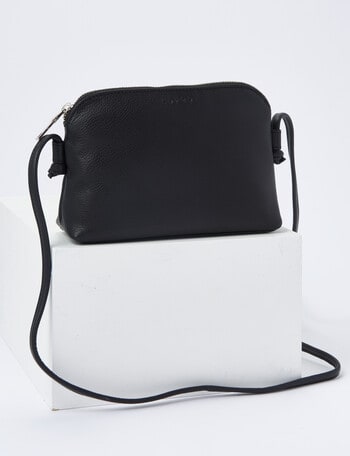 Carte Leather Half Moon Crossbody Bag, Black product photo