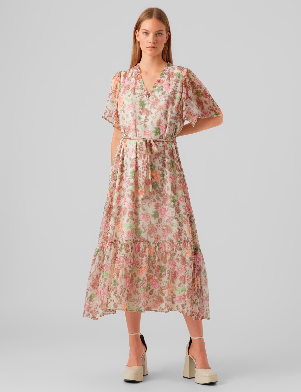 Vero Moda Silo 7/8 Sleeve Dress, Birch - Dresses