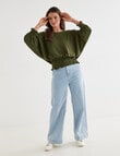 Whistle Three-Quarter Shirred Hem Top, Olive product photo View 03 S