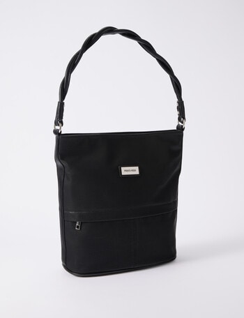 Pronta Moda Twisted Handle Textured Hobo Bag, Black product photo