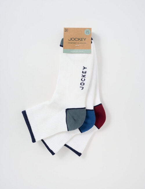 Jockey Comfort Classics Quarter Crew Sock, 3Pack, White Socks