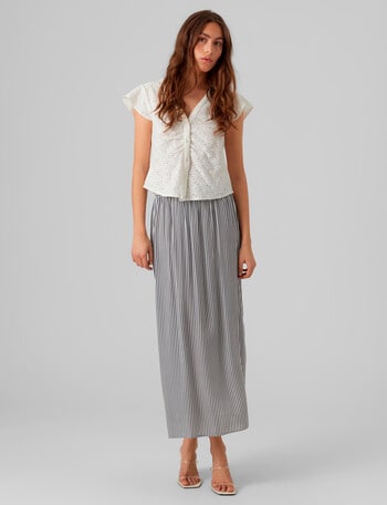 Vero Moda Bumpy Ankle Skirt, Snow White Bachelor Button product photo
