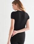 Essence Thermals Merino Cotton Lace Trim Short Sleeve Top, Black product photo View 02 S