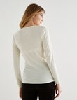 Essence Thermals Merino Cotton Lace Trim Long Sleeve Top, Cream product photo View 02 S