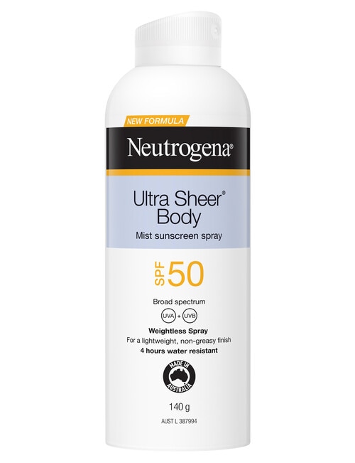 Neutrogena Ultra Sheer Body Mist SPF50, 140g product photo