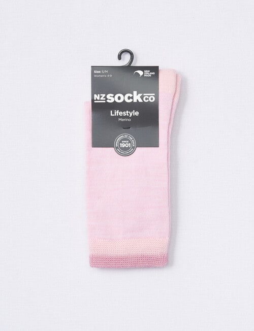 NZ Sock Co. Merino Blend Cushion Sole Crew Sock, Pink, 4-11 product photo View 02 L