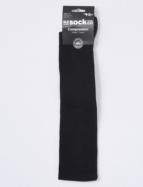 NZ Sock Co. Merino Blend Knee Hi Compression Sock, Black, 4-11 product photo View 02 L