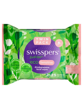 Swisspers Eco Sensitive Biodegradable Wipes, Twin Pack, 2x25 Wipes product photo