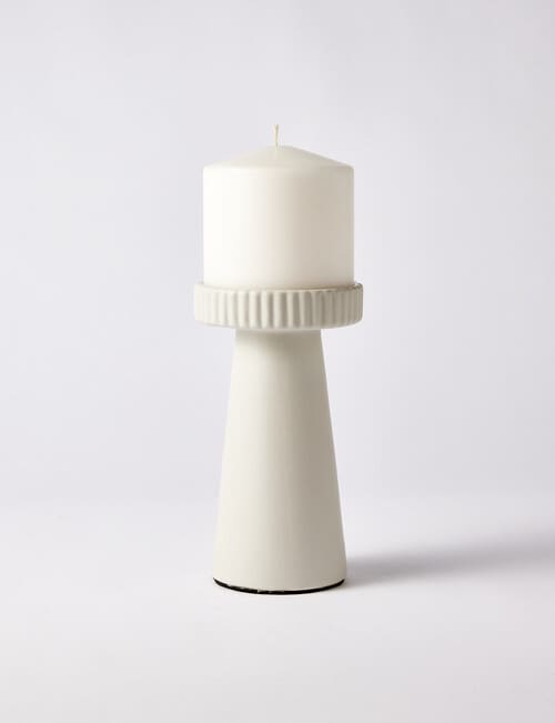 M&Co Rip Pillar Candle Holder, Large, Stone product photo View 03 L