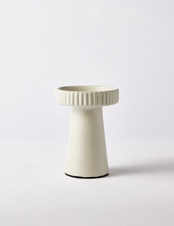 M&Co Rip Pillar Candle Holder, Medium, Stone product photo
