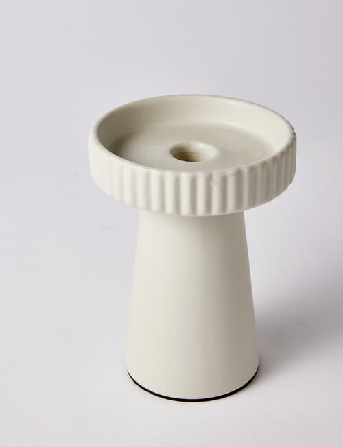 M&Co Rip Pillar Candle Holder, Medium, Stone product photo View 02 L