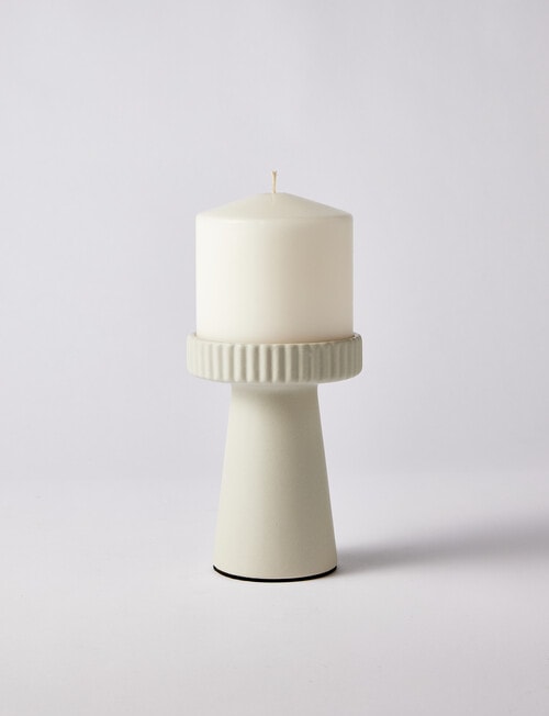 M&Co Rip Pillar Candle Holder, Medium, Stone product photo View 03 L