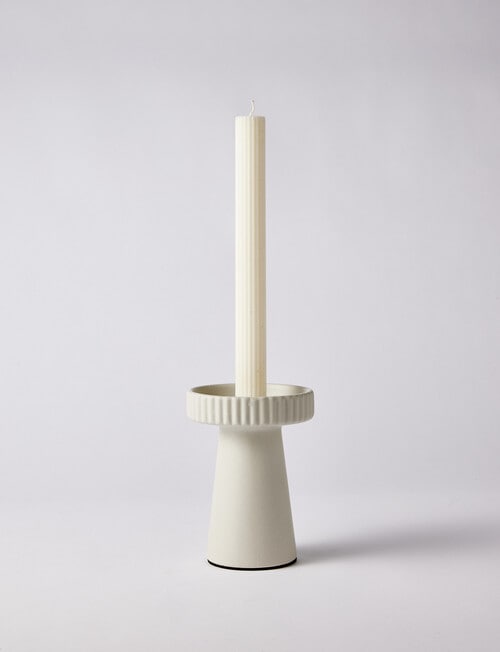 M&Co Rip Pillar Candle Holder, Medium, Stone product photo View 04 L