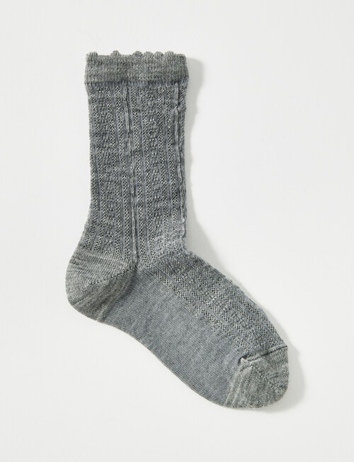 Columbine Texture Merino Crew Sock, Mid Grey product photo