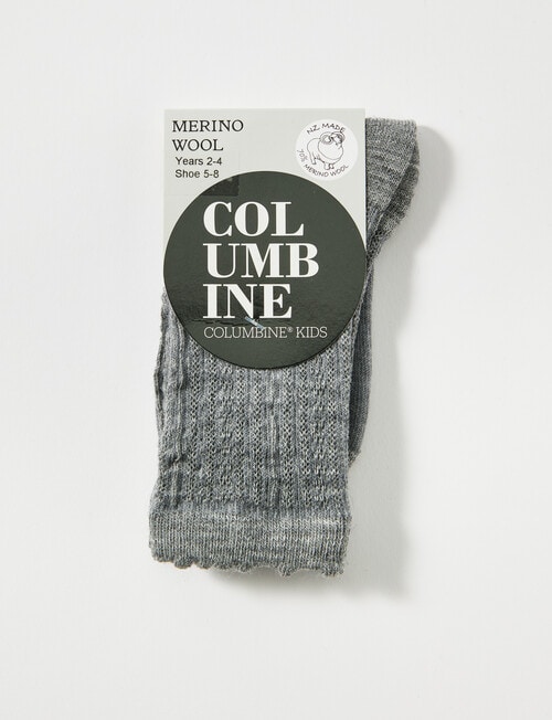 Columbine Texture Merino Crew Sock, Mid Grey product photo View 02 L