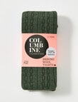 Columbine Double Cable Merino Tights, Dark Olive product photo View 02 S