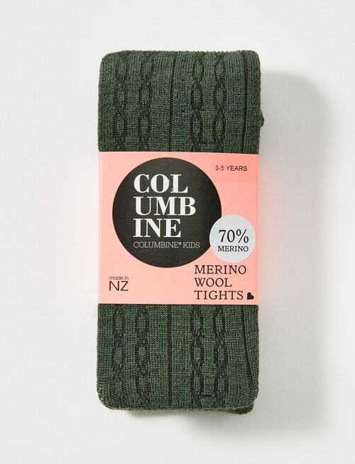 Columbine Double Cable Merino Tights, Dark Olive product photo View 02 L