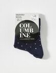 Columbine Pin Dot Merino Crew Sock, Navy & White product photo View 02 S