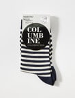 Columbine Stripe Merino Crew Sock, Navy & White product photo View 02 S