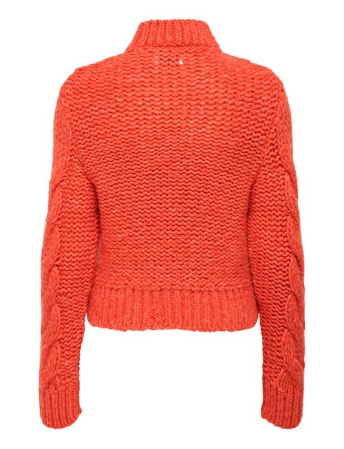 ONLY Mariah Long Sleeve Cable Pullover, Orange - Womens Clearance