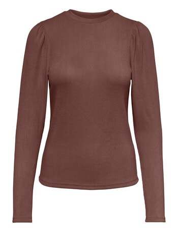 ONLY Nanna Long Sleeve Puff Top, Chocolate Martini product photo
