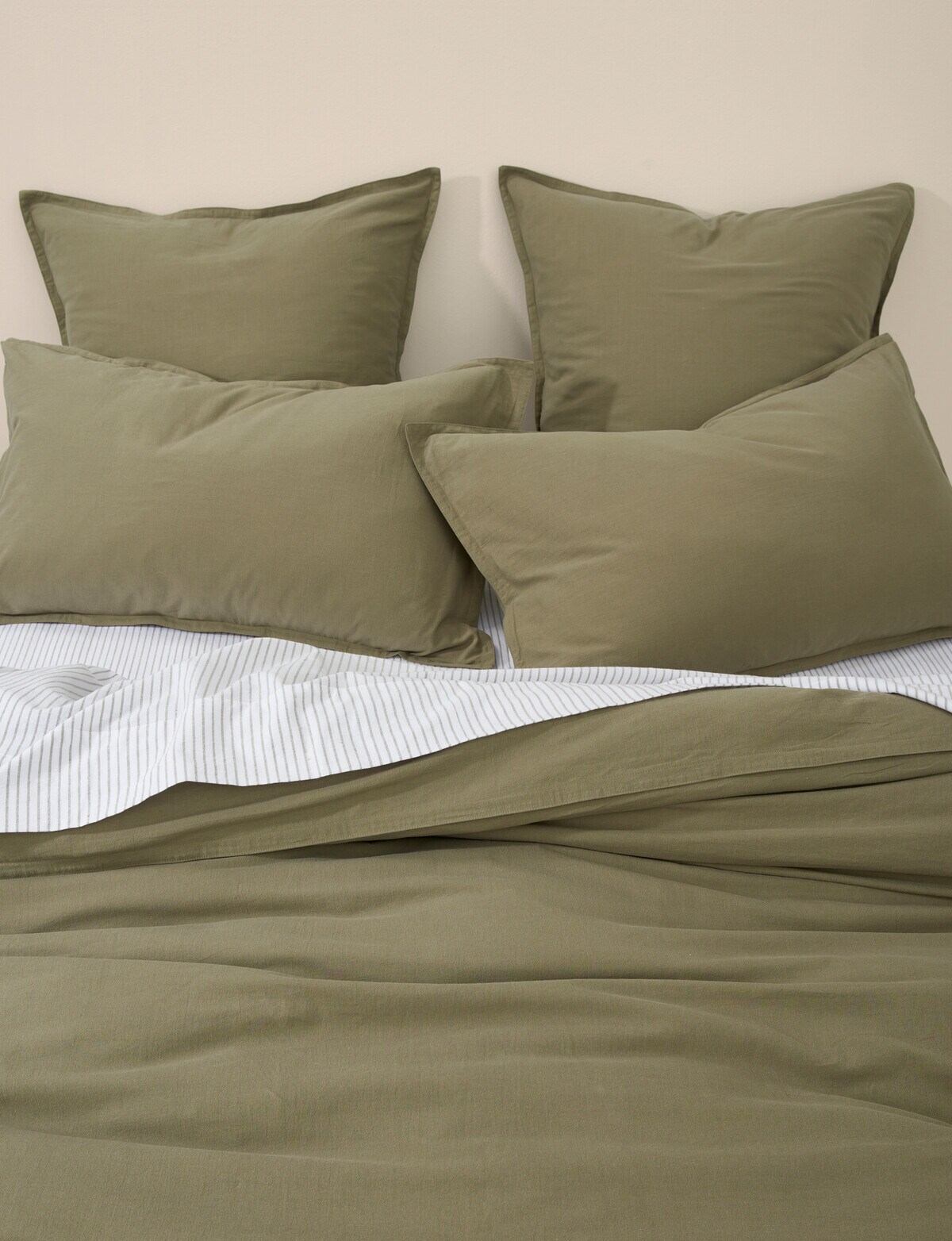 Haven Stone Wash Duvet Cover Set, Olive Duvet Covers & Coordinates