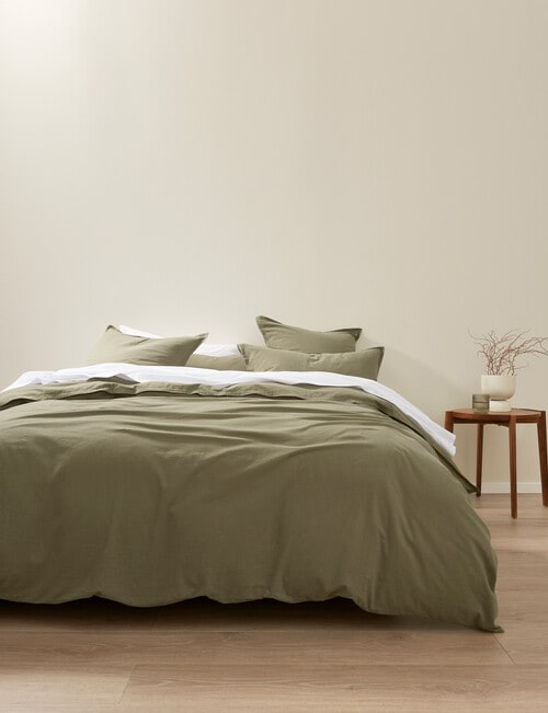 Haven Stone Wash Duvet Cover Set, Olive product photo