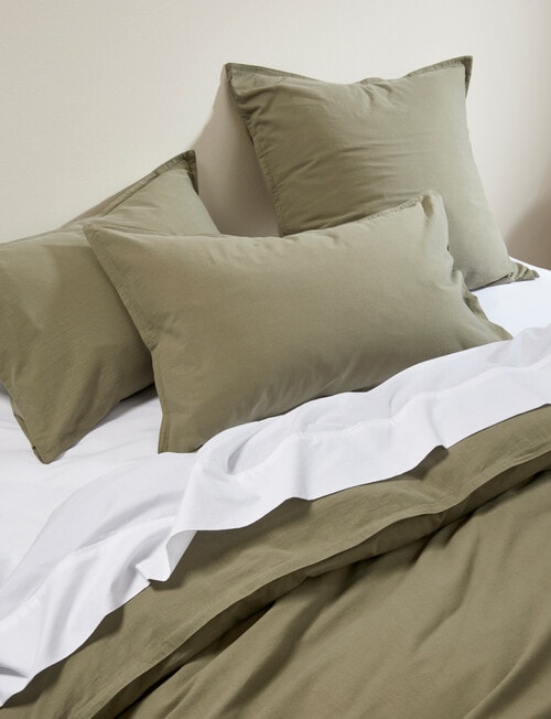 Haven Stone Wash Duvet Cover Set, Olive product photo View 02 L