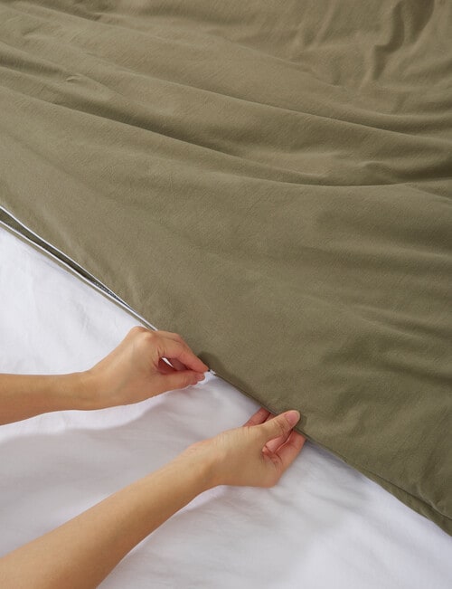 Haven Stone Wash Duvet Cover Set, Olive product photo View 03 L