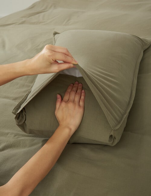 Haven Stone Wash Duvet Cover Set, Olive product photo View 04 L