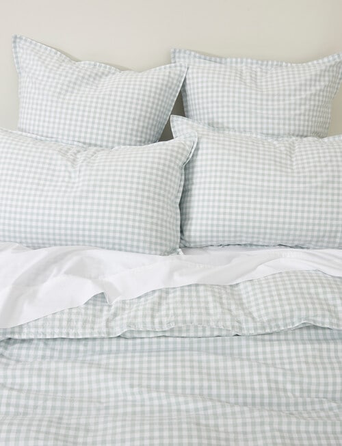 Haven Stone Wash Gingham Duvet Cover Set, Ice Blue product photo View 05 L