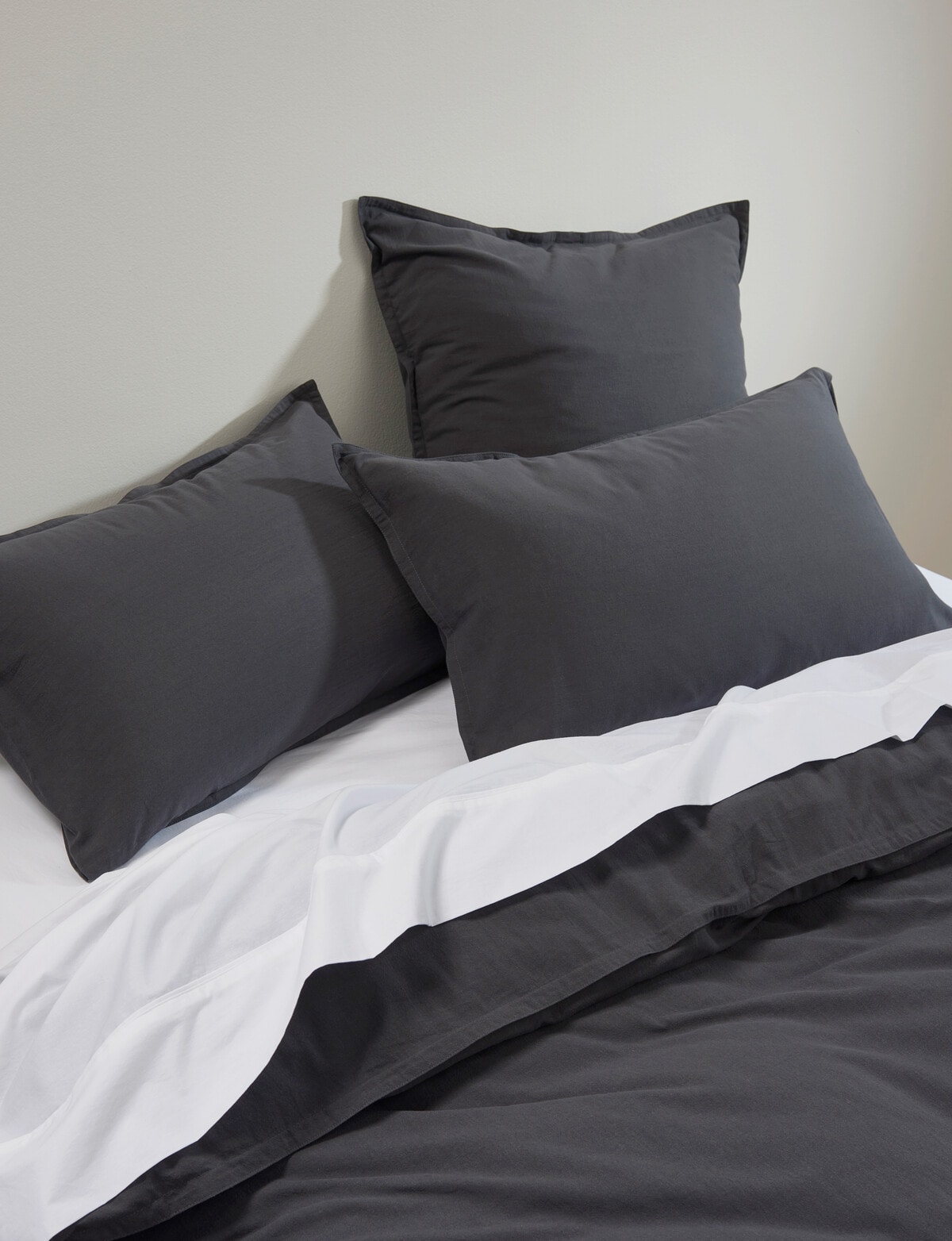 Haven Stone Wash Duvet Cover Set, Coal Duvet Covers Co-ordinates